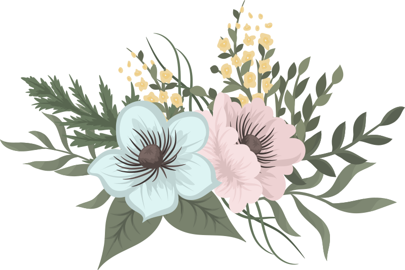Vinyl teppich blumen botanisches ensemble arrangement - TenStickers