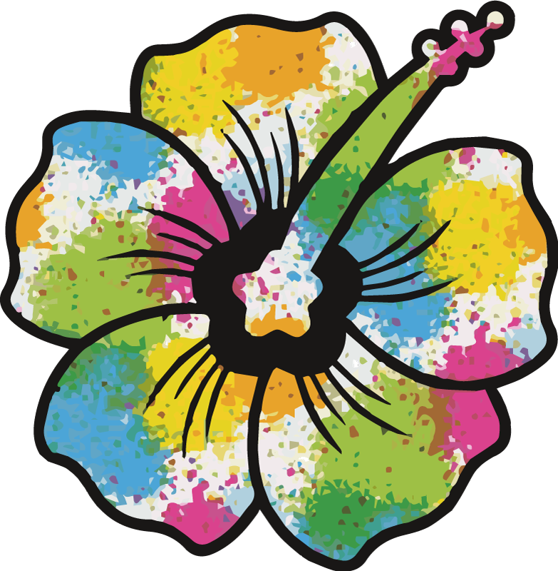 Vinyl teppich blumen bunte hibiskusblüte - TenStickers