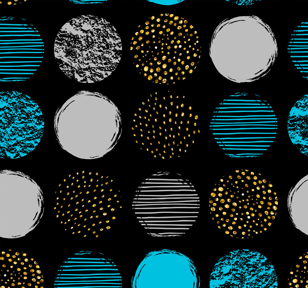 Vinyl teppich geometrisch punktmuster auf schwarz - TenStickers