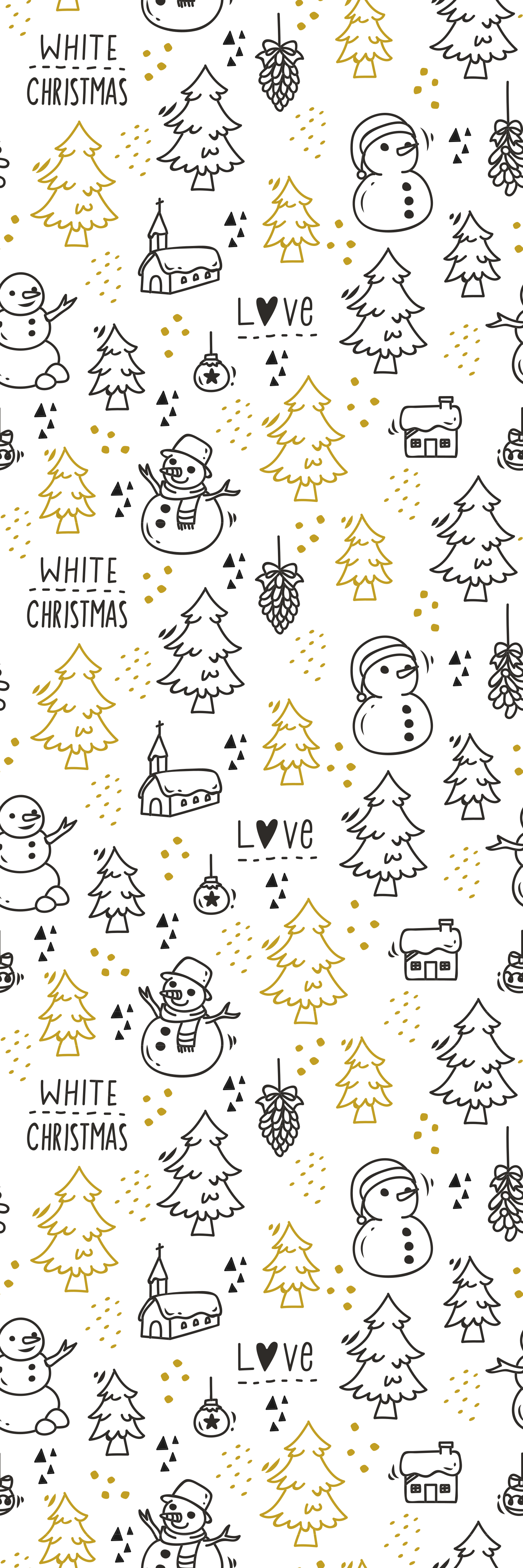 Vinyl teppich weihnachten in schwarz-goldenem doodle-muster - TenStickers