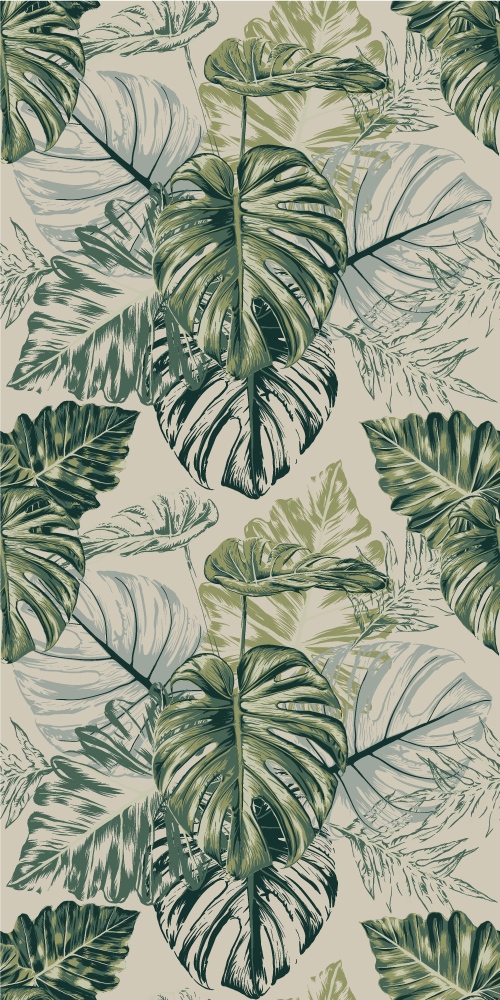 Vinyl teppich schlafzimmer mit verblassten monstera-mustern - TenStickers
