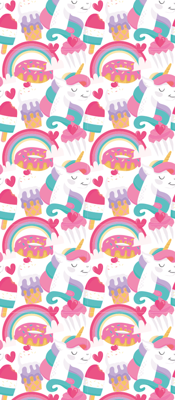 Vinyl teppich schlafzimmer einhörner mit regenbogen - TenStickers