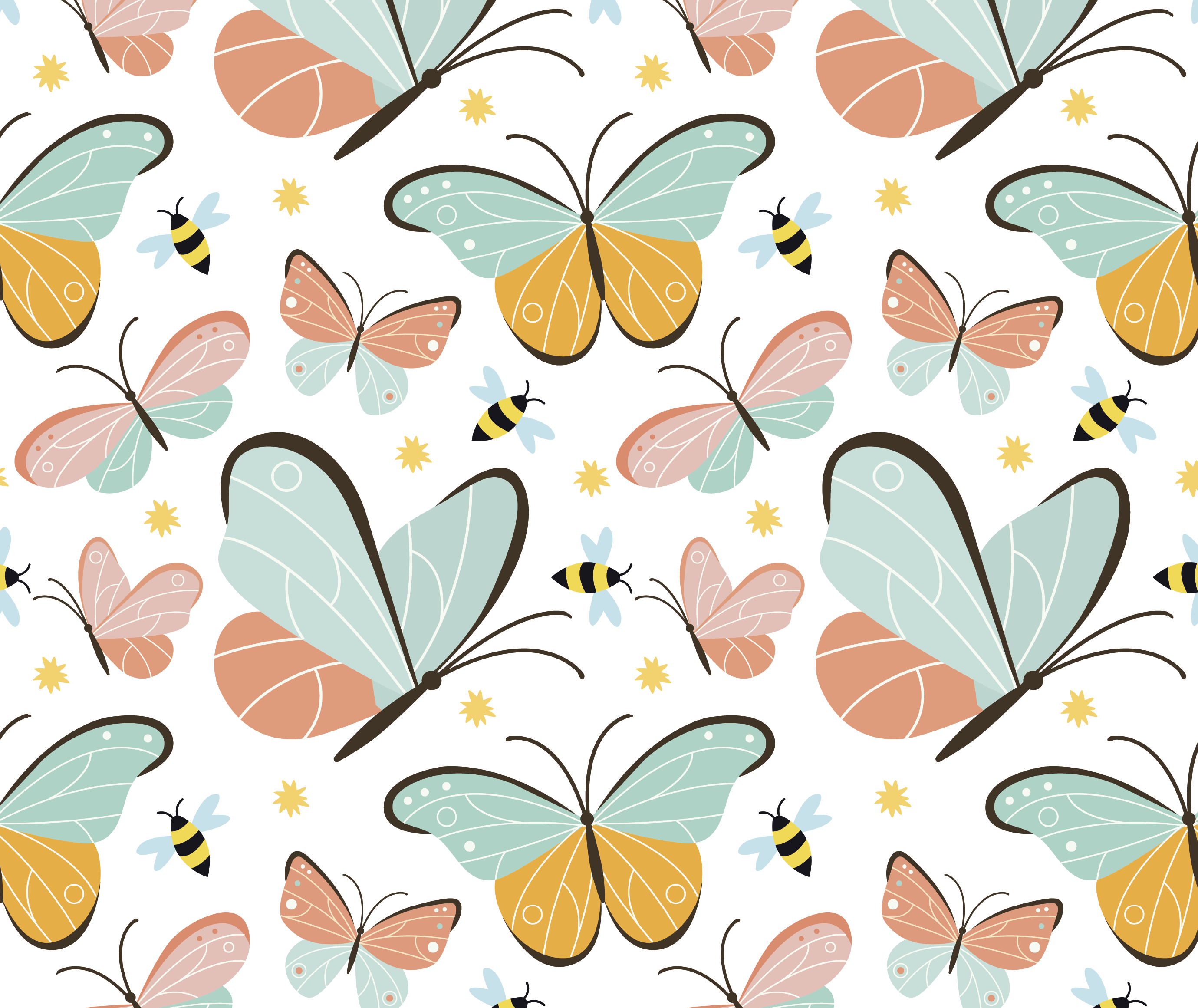 Vinyl teppich schlafzimmer schmetterlinge und bienen - TenStickers