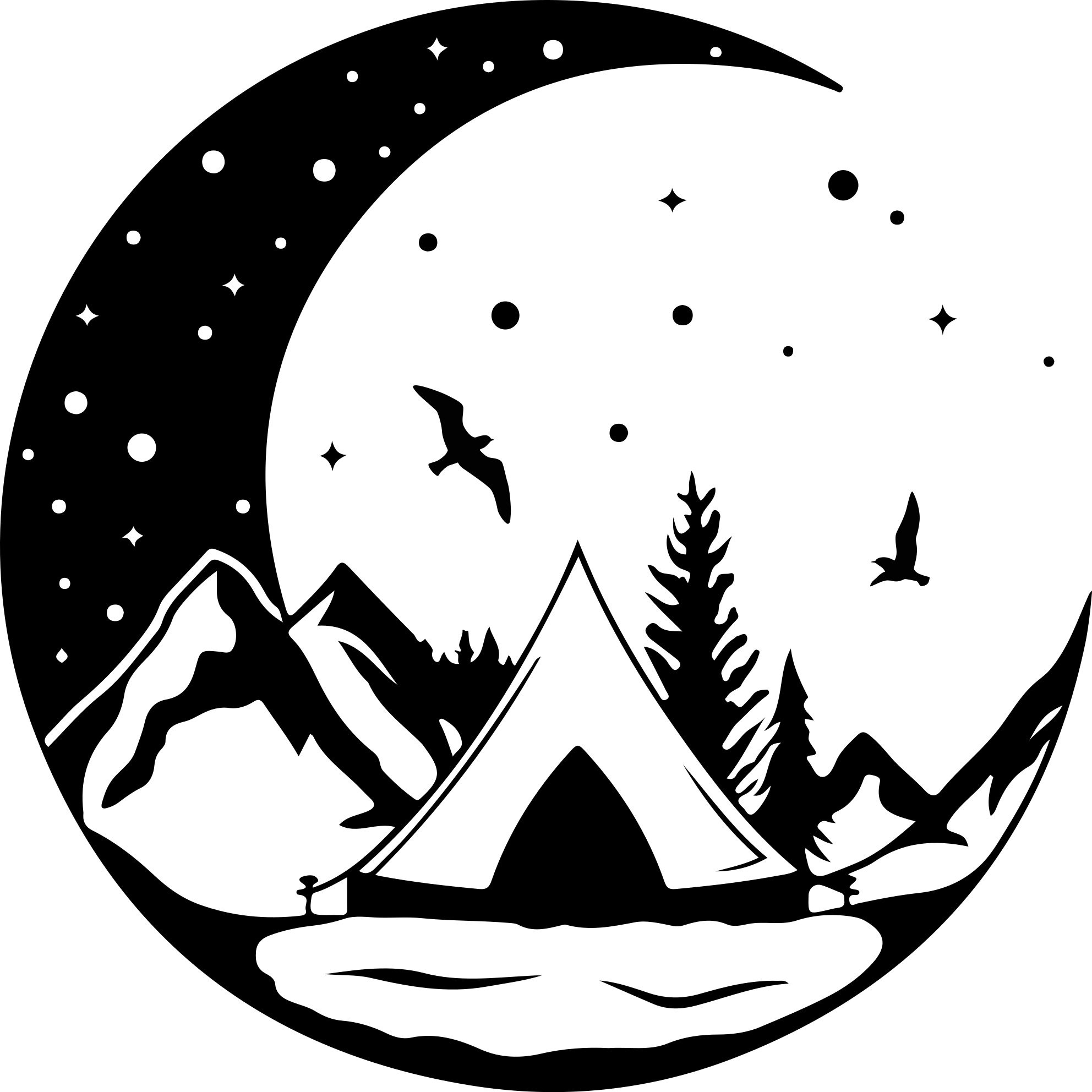 Vinyl teppich natur berge und mondnacht - TenStickers