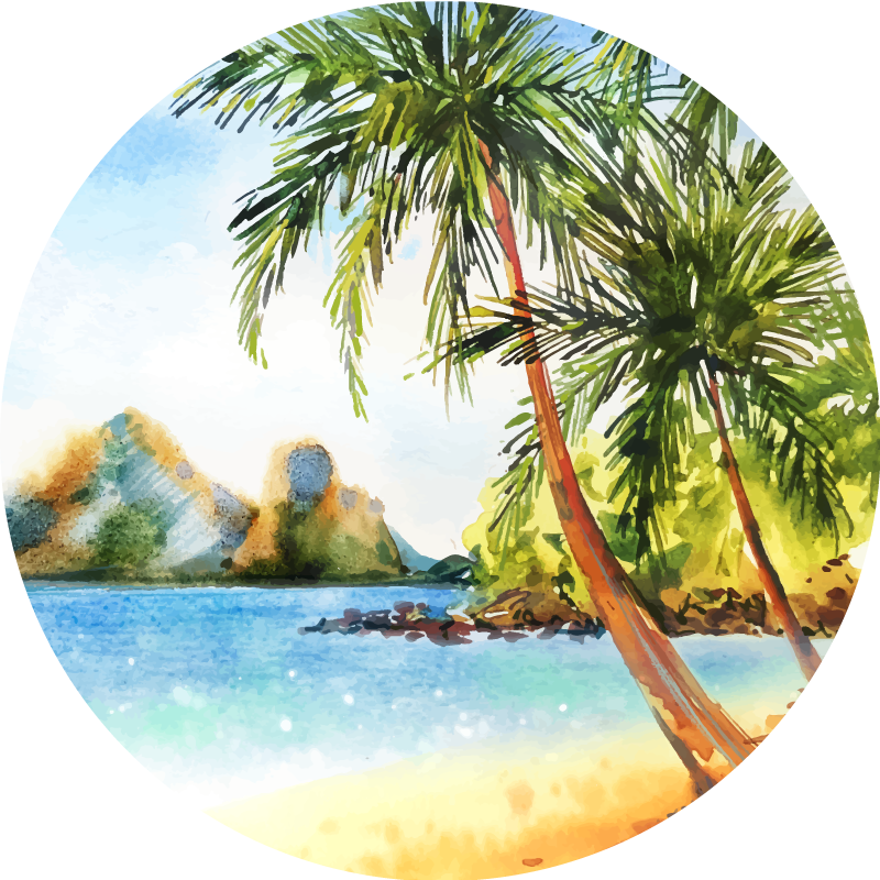 Vinyl teppich natur tropischer palmenstrand - TenStickers
