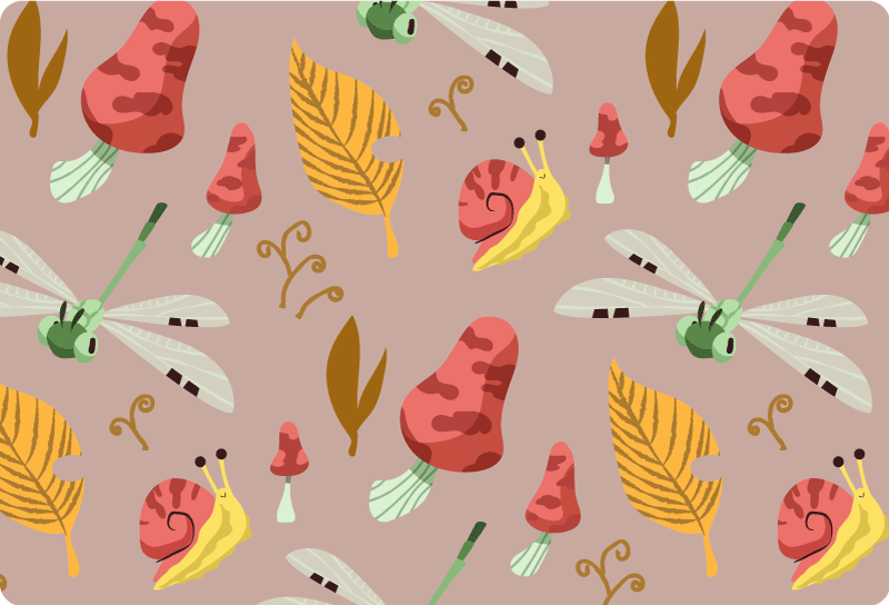 Vinyl teppich natur mit herbstflora und -fauna muster - TenStickers