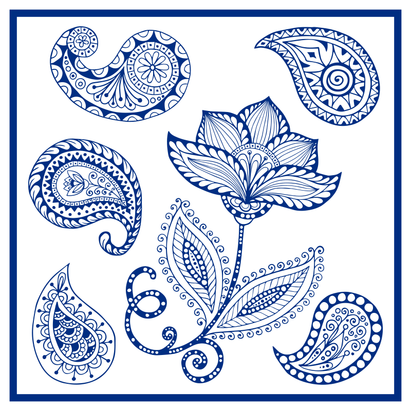 Vinyl teppich natur botanisches paisley muster - TenStickers