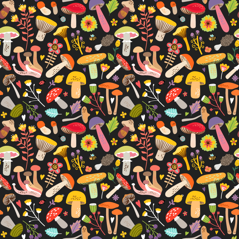 Vinyl teppich blumen mit herbstpilzmuster - TenStickers