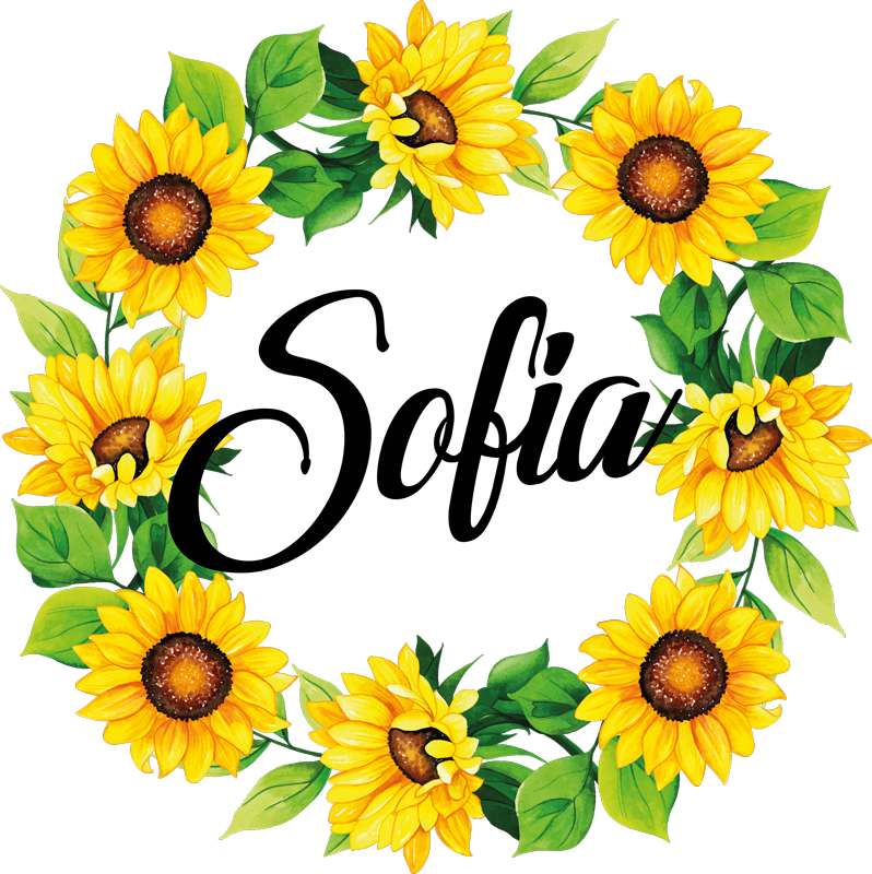Vinyl teppich blumen sommerblumen kranz mit namen - TenStickers