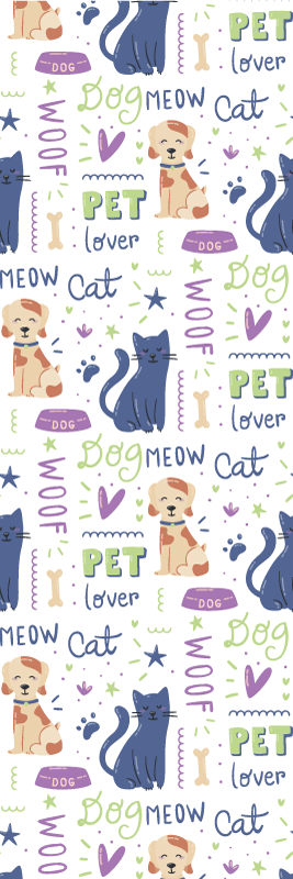 Vinyl teppich schlafzimmer bunter doodle mit hunden - TenStickers