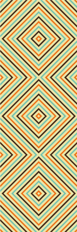 Vinyl teppich schlafzimmer im vintage orange-blauen muster - TenStickers