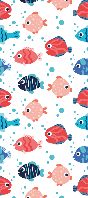 Vinyl teppich schlafzimmer mit rosa und blauen fischen - TenStickers
