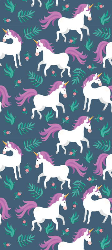 Vinyl teppich schlafzimmer einfarbiges einhorn blau - TenStickers