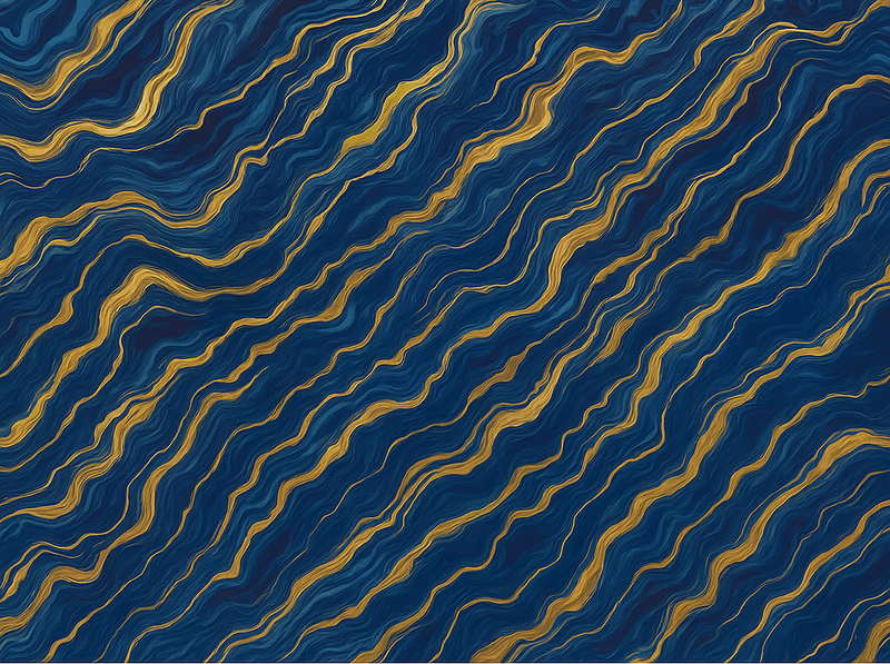 Vinyl teppich schlafzimmer in blau und gold marmor-effekt - TenStickers