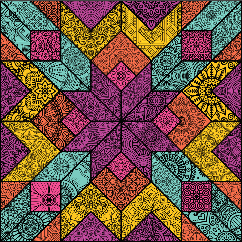 Vinyl teppich geometrisch bunte geometrische elemente - TenStickers