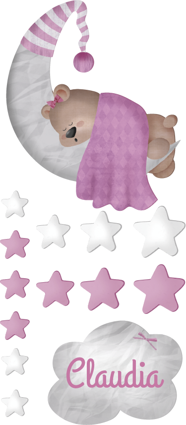 Vinyl teppich kinderzimmer wolkenbär mit namen - TenStickers