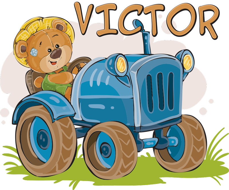 Vinyl teppich kinderzimmer personalisierbarer traktor - TenStickers