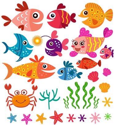 Vinyl teppich kinderzimmer bunte babyfische - TenStickers