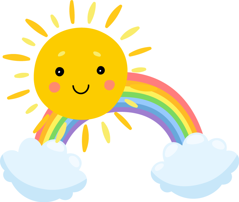 Vinyl teppich kinderzimmer himmel sonne und regenbogen - TenStickers