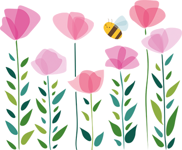 Vinyl teppich kinderzimmer mit rosa blumen und biene - TenStickers