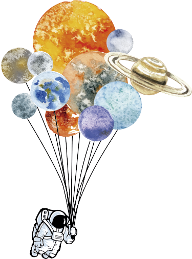 Vinyl teppich kinderzimmer astronaut mit bunten luftballons - TenStickers