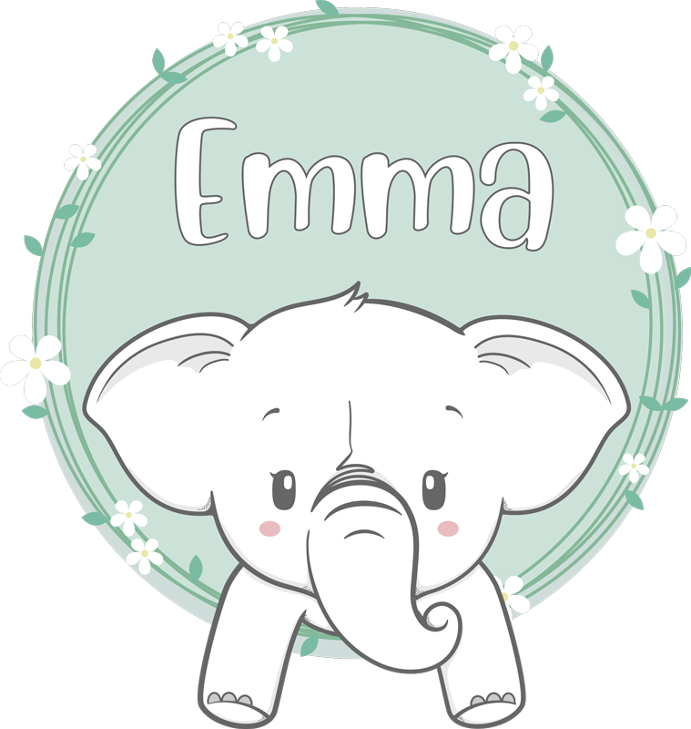 Vinyl teppich kinderzimmer mit namen elefant - TenStickers