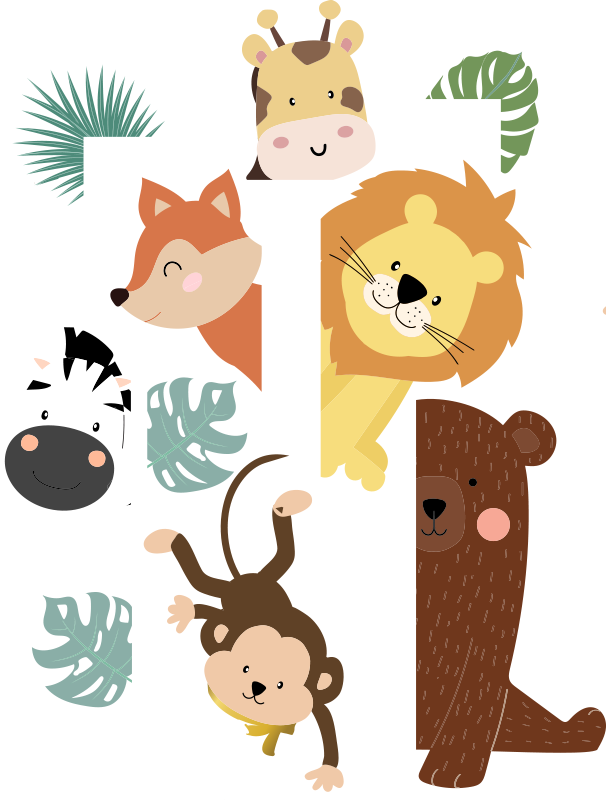 Vinyl teppich kinderzimmer tiere an der tür - TenStickers