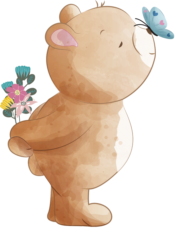 Vinyl teppich kinderzimmer mit bär und schmetterling - TenStickers