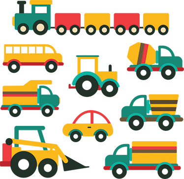 Vinyl teppich kinderzimmer bunte fahrzeuge - TenStickers