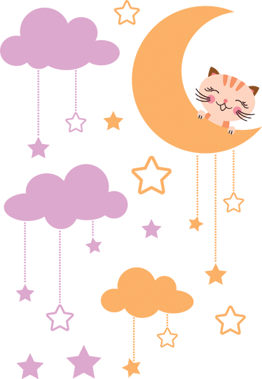 Vinyl teppich kinderzimmer mit katzenmond aufkleber - TenStickers