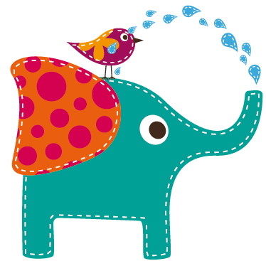 Vinyl teppich kinderzimmer elefant mit vogel dusche - TenStickers