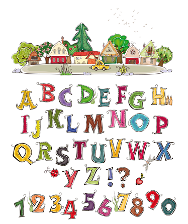 Vinyl teppich kinderzimmer bunte buchstaben und zahlen - TenStickers