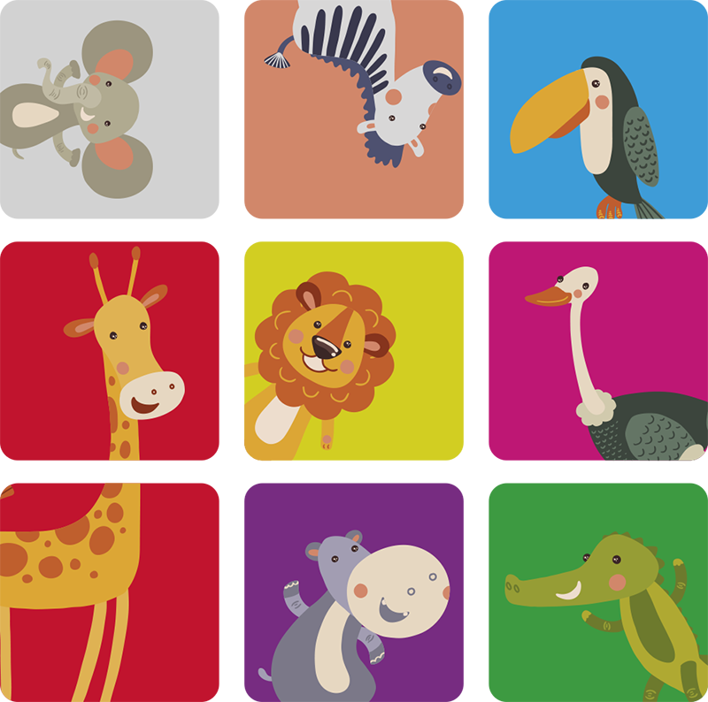 Vinyl teppich kinderzimmer mit bunten tieren - TenStickers