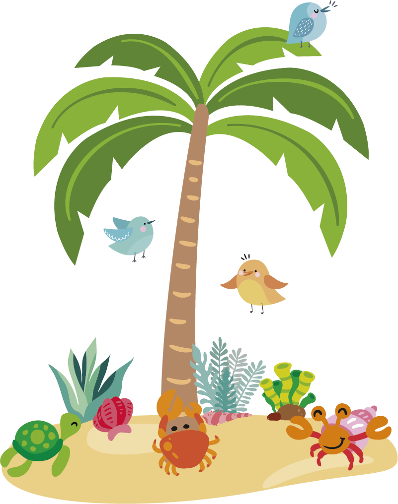 Vinyl teppich kinderzimmer palmen und meerestiere - TenStickers