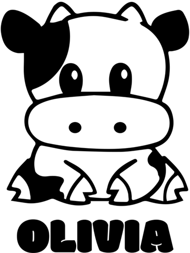Vinyl teppich kinderzimmer mit schwarz-weißer kuh und namen - TenStickers