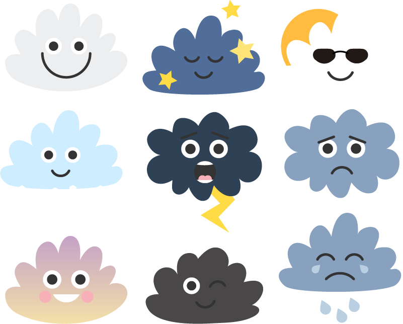 Vinyl teppich kinderzimmer wolken mit gesichtern - TenStickers