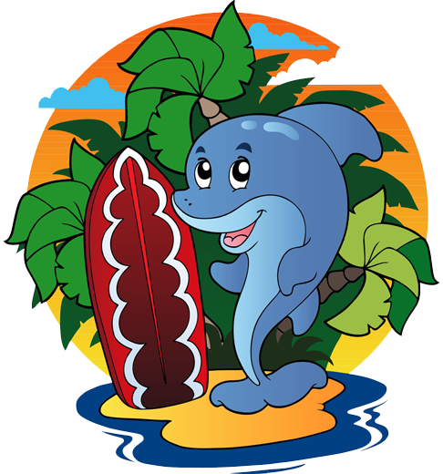 Vinyl teppich kinderzimmer mit surfenden delfin - TenStickers