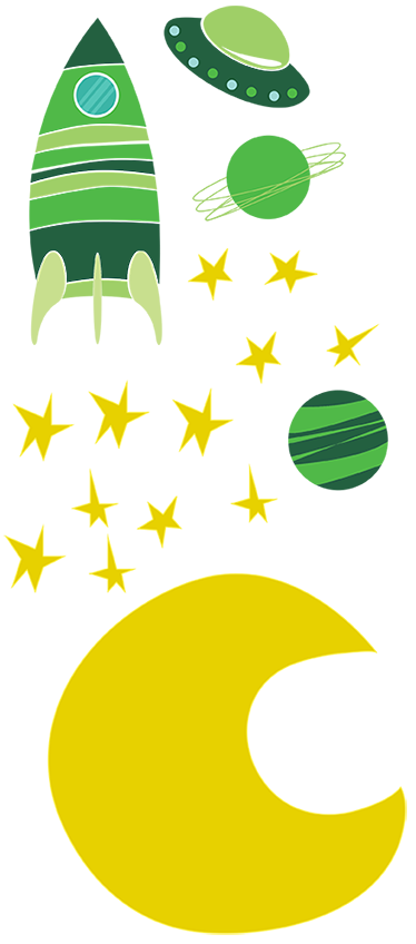 Vinyl teppich kinderzimmer mit grünen weltraumstickern - TenStickers