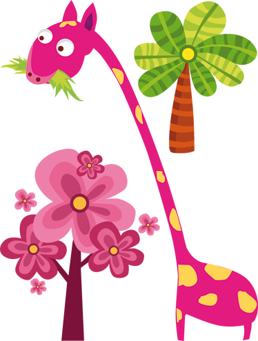 Vinyl teppich kinderzimmer mit pinkem giraffenmotiv - TenStickers