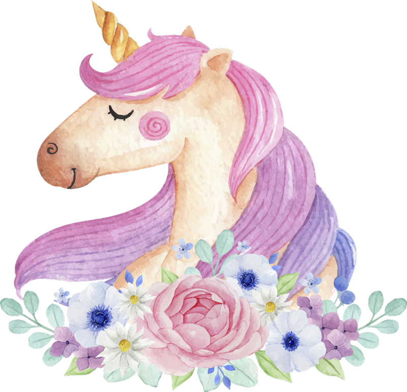 Vinyl teppich kinderzimmer aquarell einhorn - TenStickers