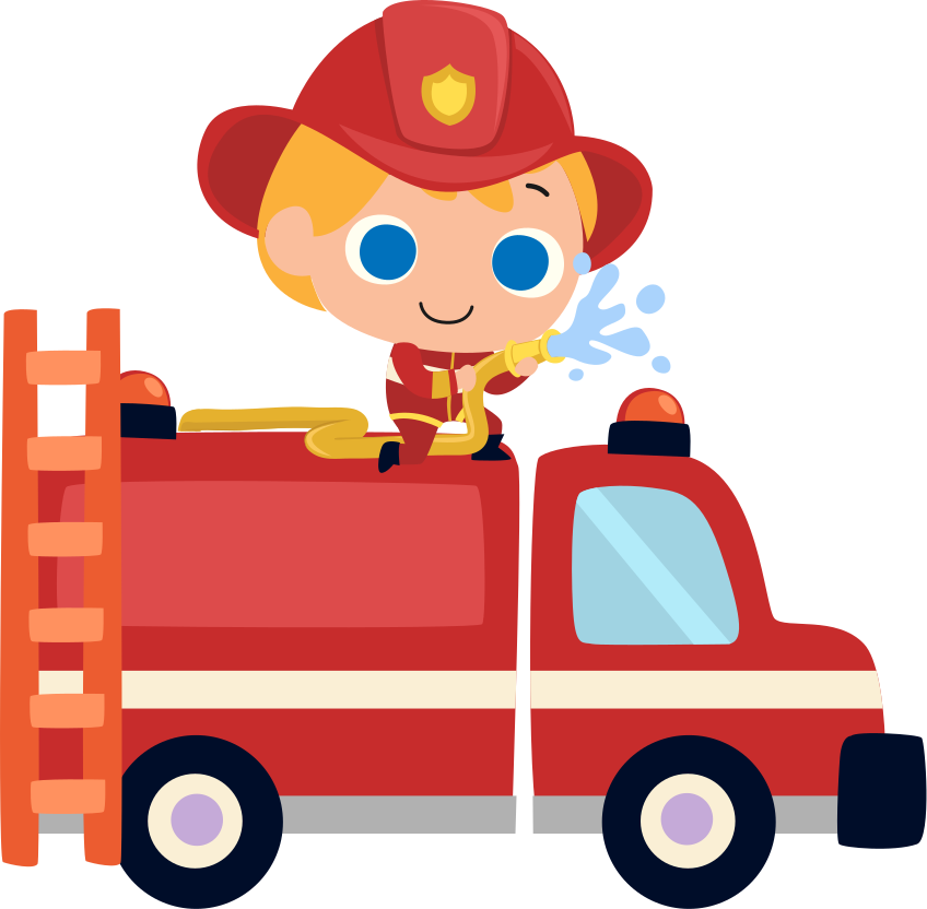 Vinyl teppich kinderzimmer feuerwehr rotes auto mann - TenStickers