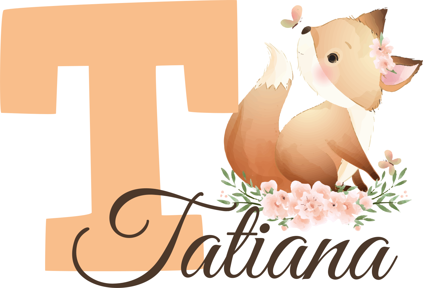 Vinyl teppich kinderzimmer niedlicher fuchs mit name - TenStickers