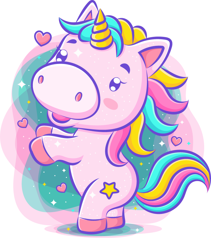Vinyl teppich kinderzimmer mit lächelndem einhorn bunt - TenStickers