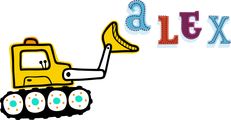 Vinyl teppich kinderzimmer bagger mit namen - TenStickers