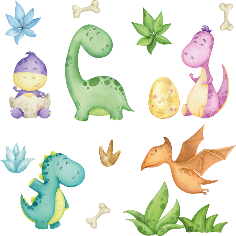 Vinyl teppich schlafzimmer mit nordischem dinosaurierdesign - TenStickers