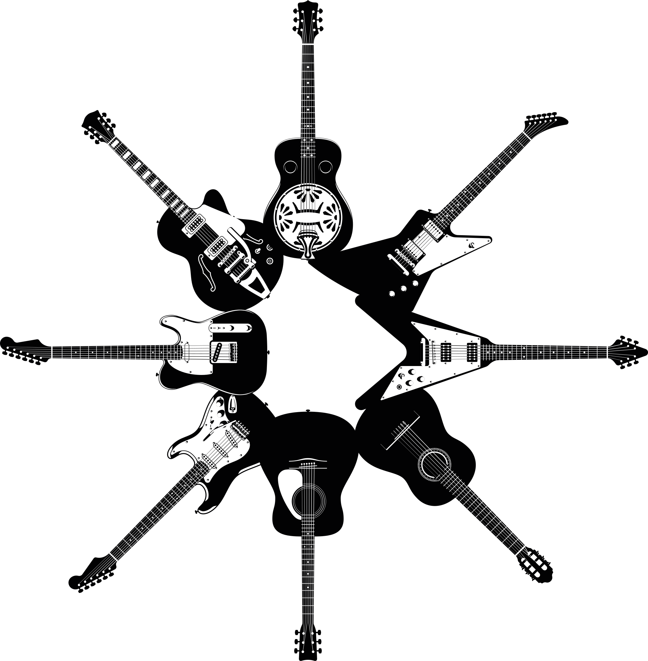 Vinyl teppich schlafzimmer gitarren im kreis - TenStickers
