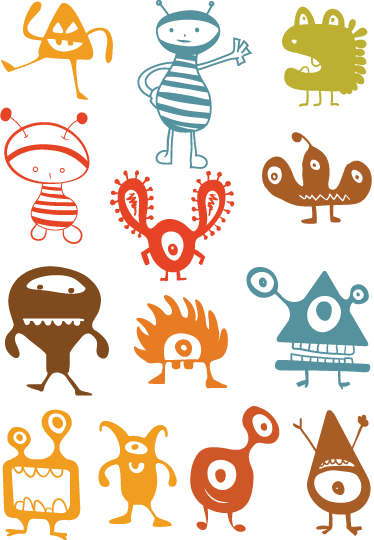 Vinyl teppich kinderzimmer mit bunten aliens - TenStickers