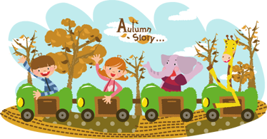 Vinyl teppich kinderzimmer zug im herbst - TenStickers
