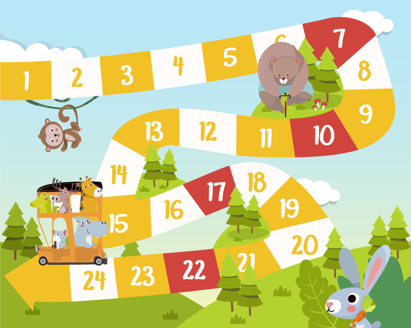 Vinyl teppich spiele mit cartoon tieren - TenStickers