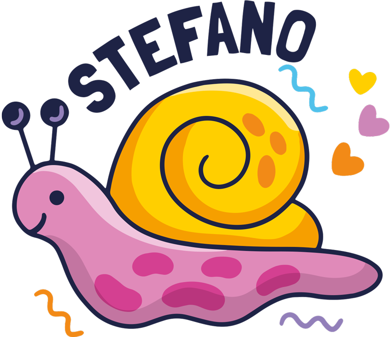 Vinyl teppich kinderzimmer bunte schnecke mit namen - TenStickers